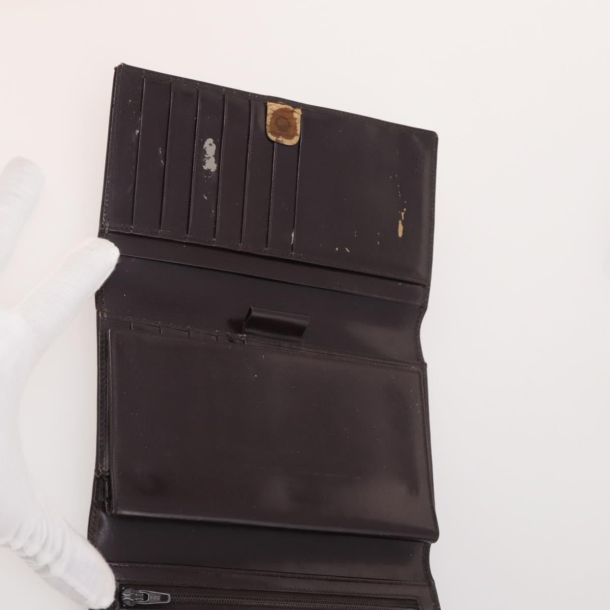 GUCCI GG Canvas Micro GG Guccissima Wallet Leather 10 Set Beige Black Auth CB236