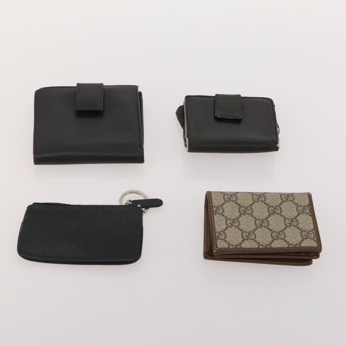 GUCCI GG Canvas Micro GG Guccissima Wallet Leather 10 Set Beige Black Auth CB236