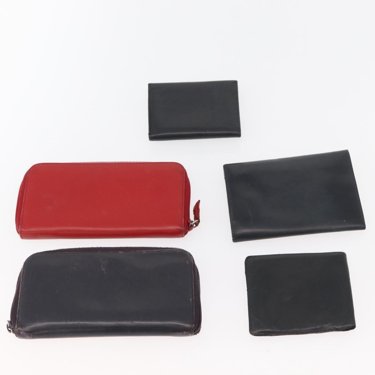 PRADA Wallet Safiano leather 10 Set Black White Red Auth CB240