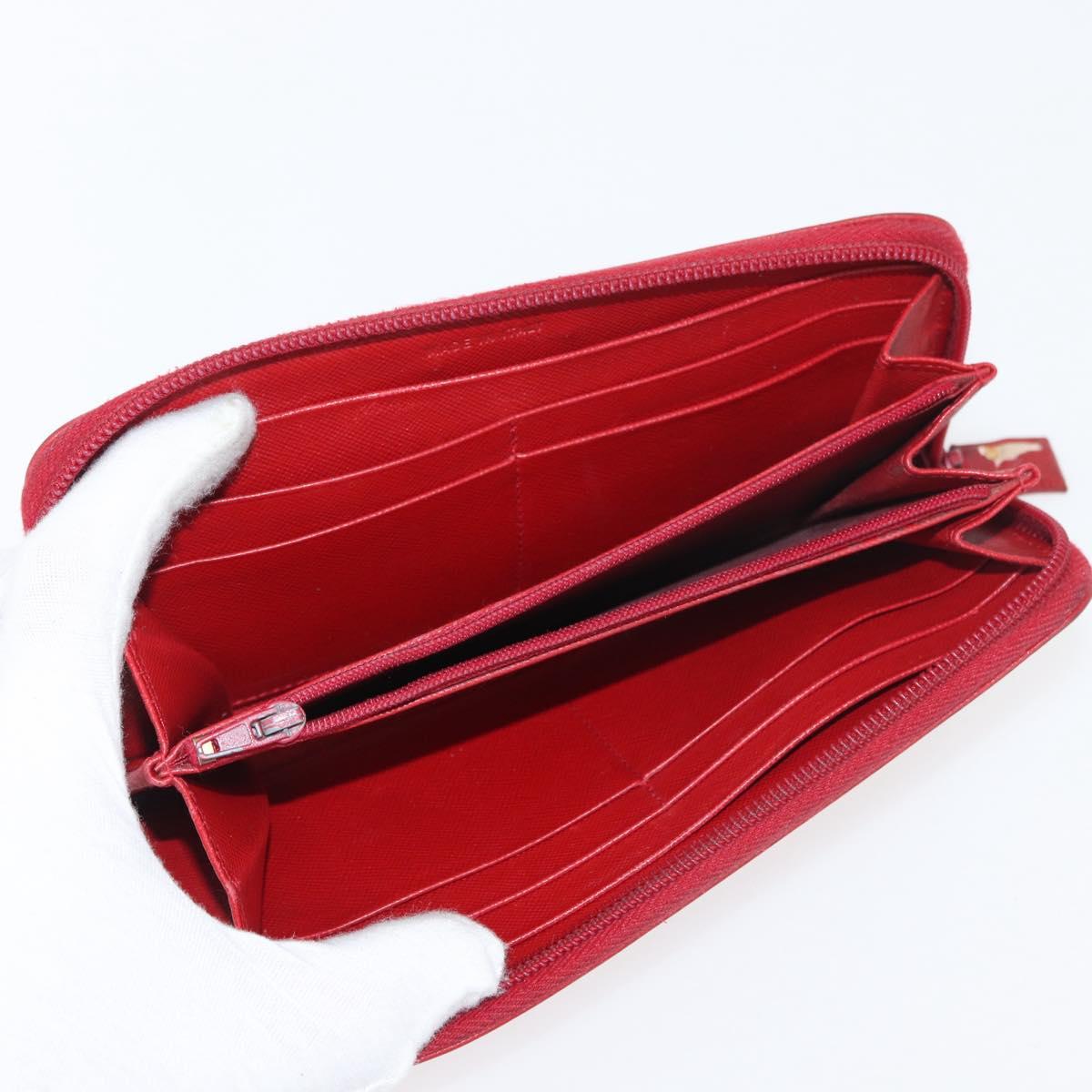 PRADA Wallet Safiano leather 10 Set Black White Red Auth CB240