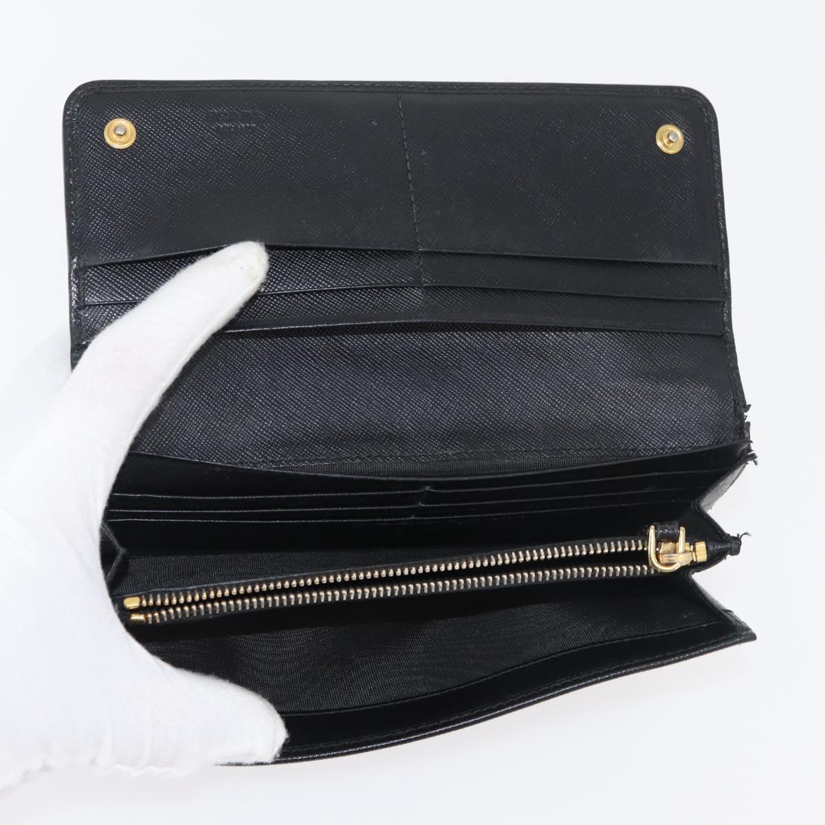 PRADA Wallet Safiano leather 10 Set Black White Red Auth CB240