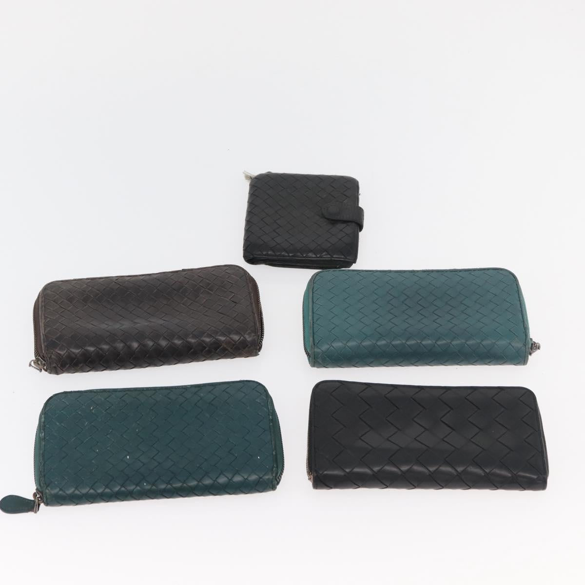 BOTTEGA VENETA INTRECCIATO Wallet Leather 10 Set Pink Green black Auth CB241
