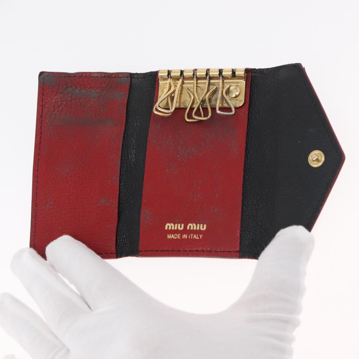 Miu Miu Key Case Patent Leather 10 Set Red Beige black Auth CB249