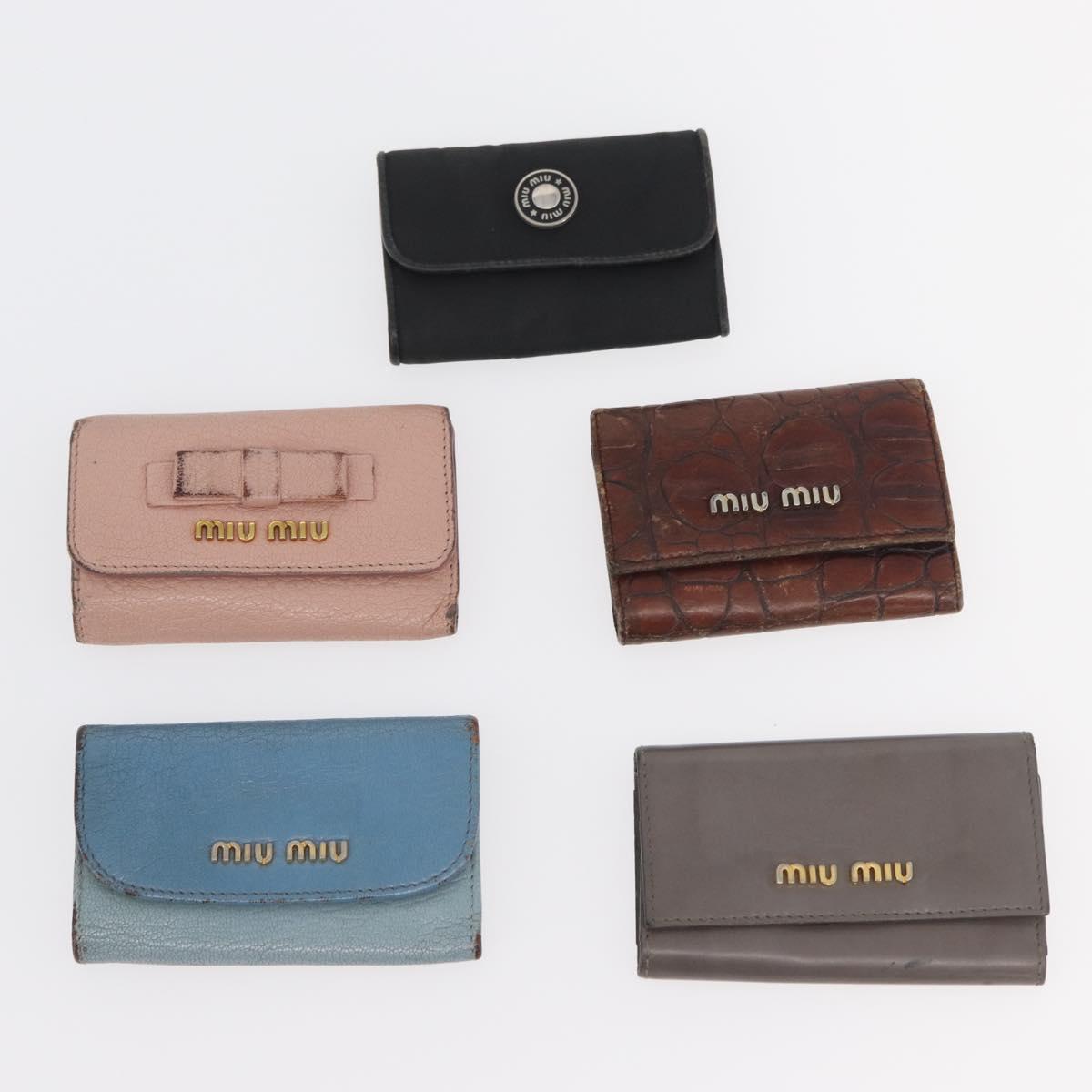 Miu Miu Key Case Patent Leather 10 Set Red Beige black Auth CB249