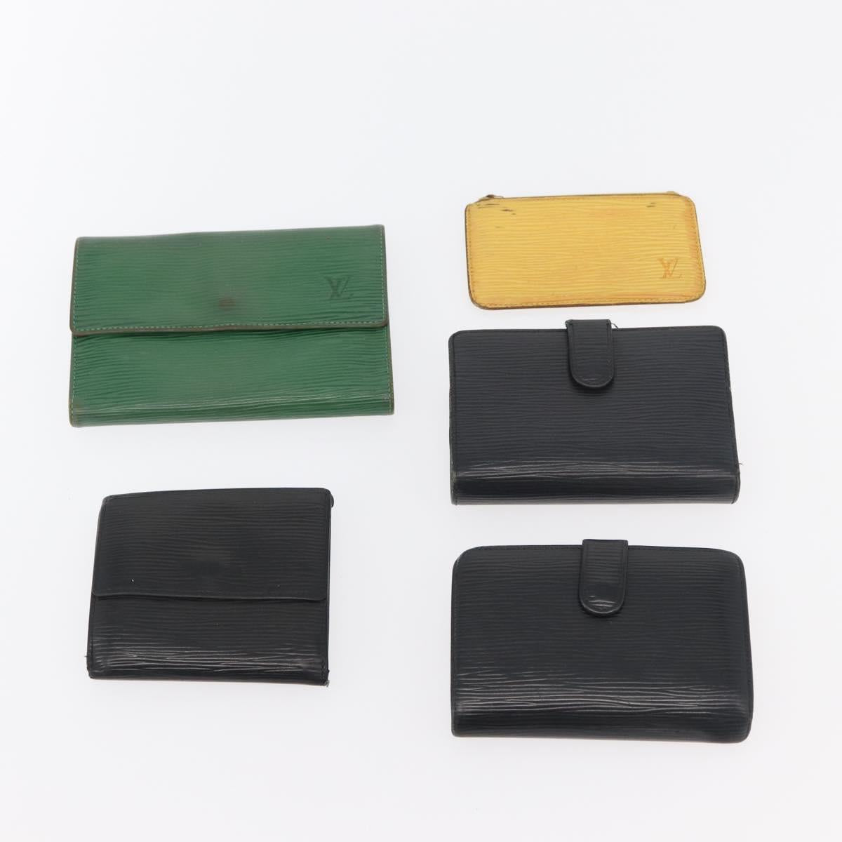 LOUIS VUITTON Epi Wallet 10 Set Black Red yellow LV Auth CB255