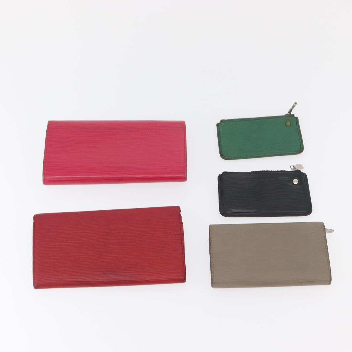 LOUIS VUITTON Epi Wallet 10 Set Black Red yellow LV Auth CB255