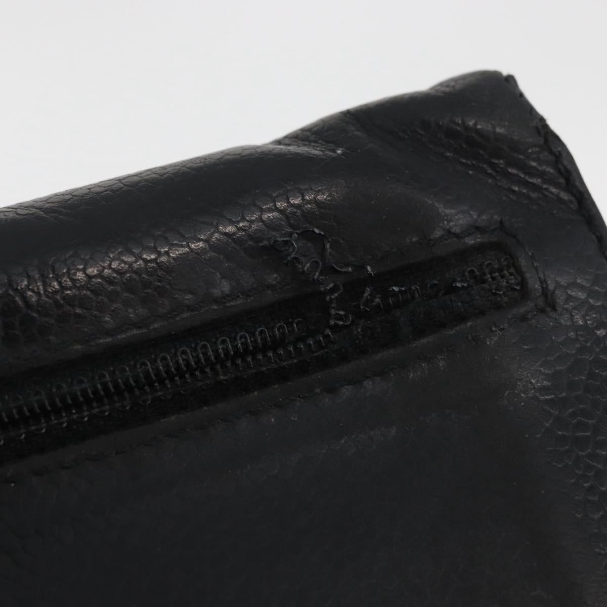 CHANEL Wallet Lamb Skin 10 Set Black White beige CC Auth CB256