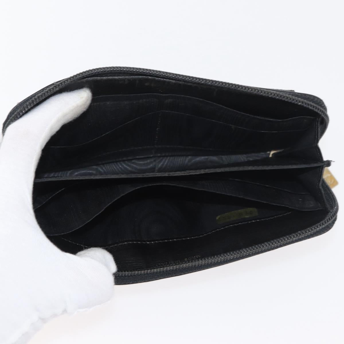 CHANEL Wallet Lamb Skin 10 Set Black White beige CC Auth CB256