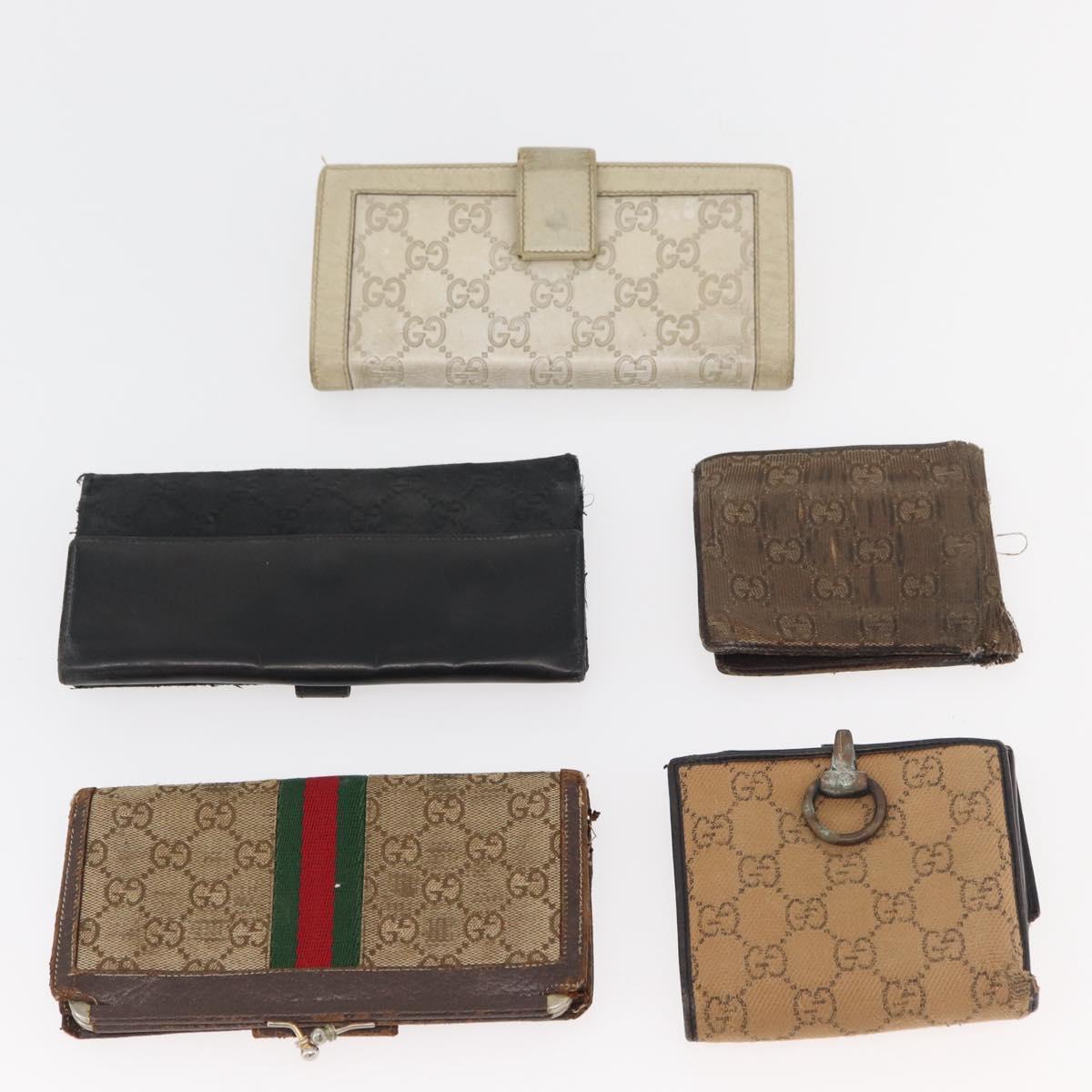 GUCCI GG Canvas Guccissima Wallet Leather 10 Set Beige Black Brown Auth CB257