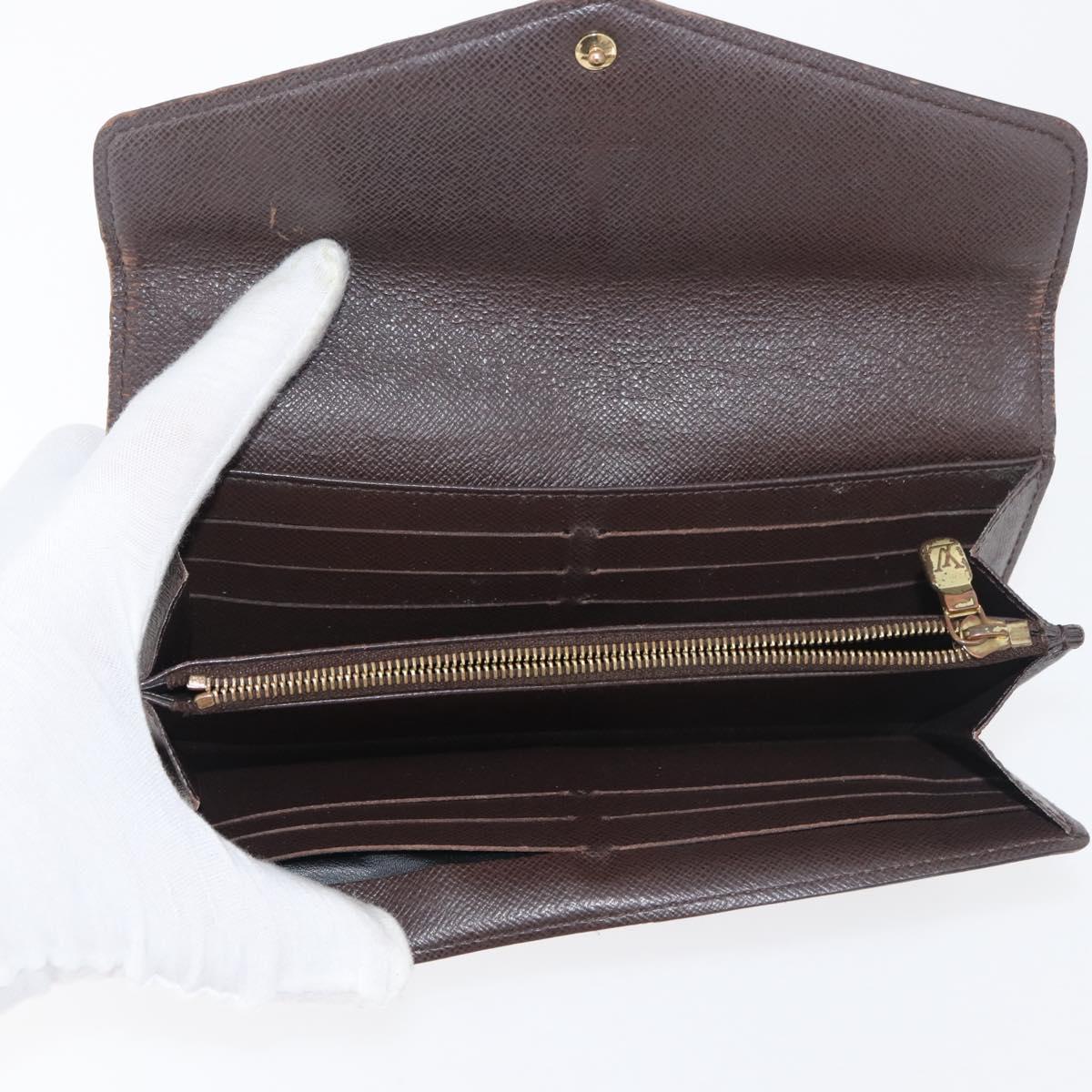 LOUIS VUITTON Damier Ebene Graphite Damier Azur Long Wallet 10 Set LV Auth CB263