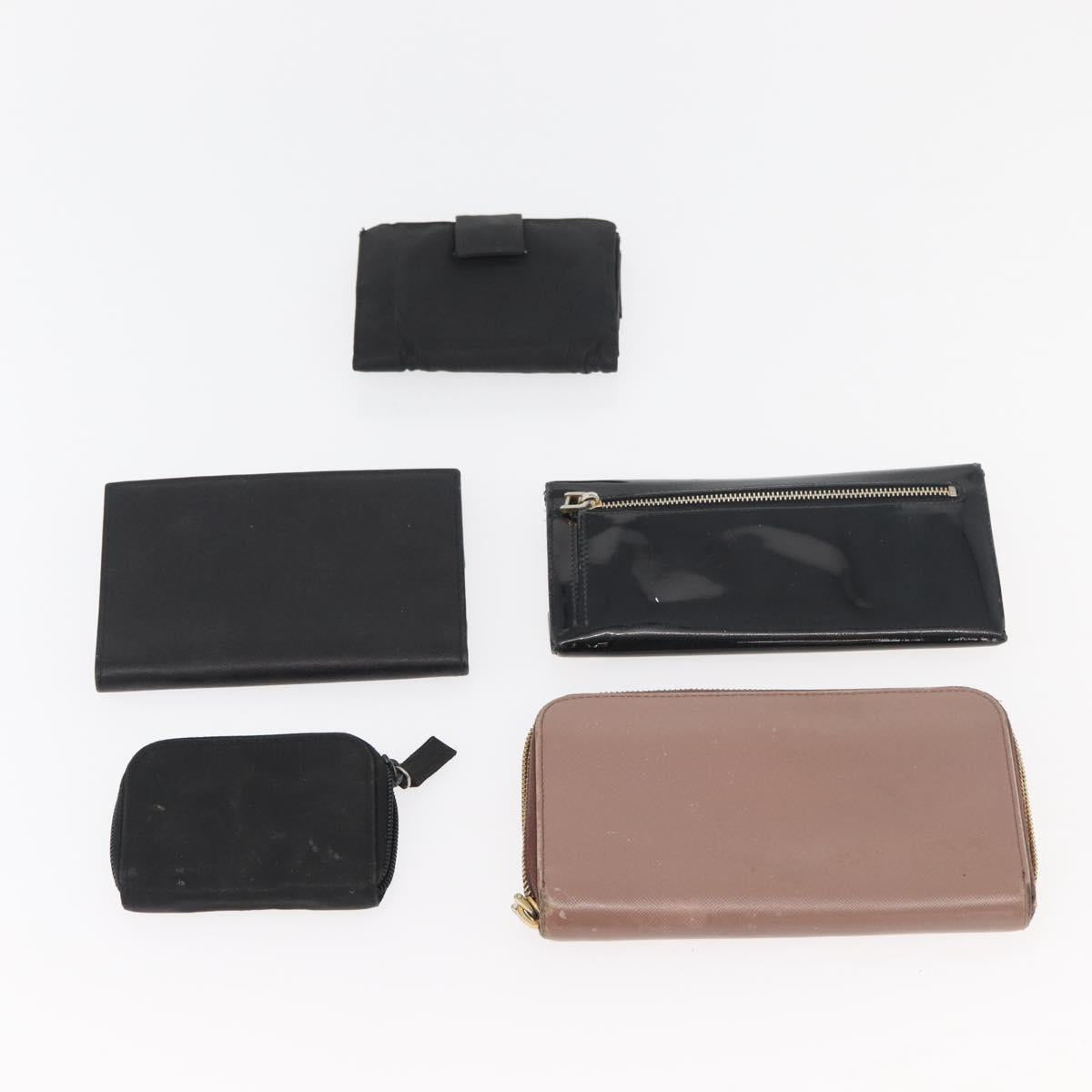 PRADA Wallet Safiano leather 10 Set Black Pink Red Auth CB264