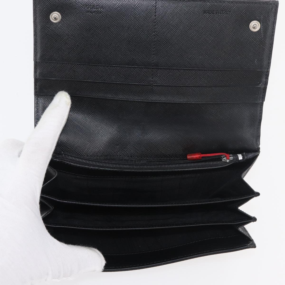 PRADA Wallet Safiano leather 10 Set Black Pink Red Auth CB264
