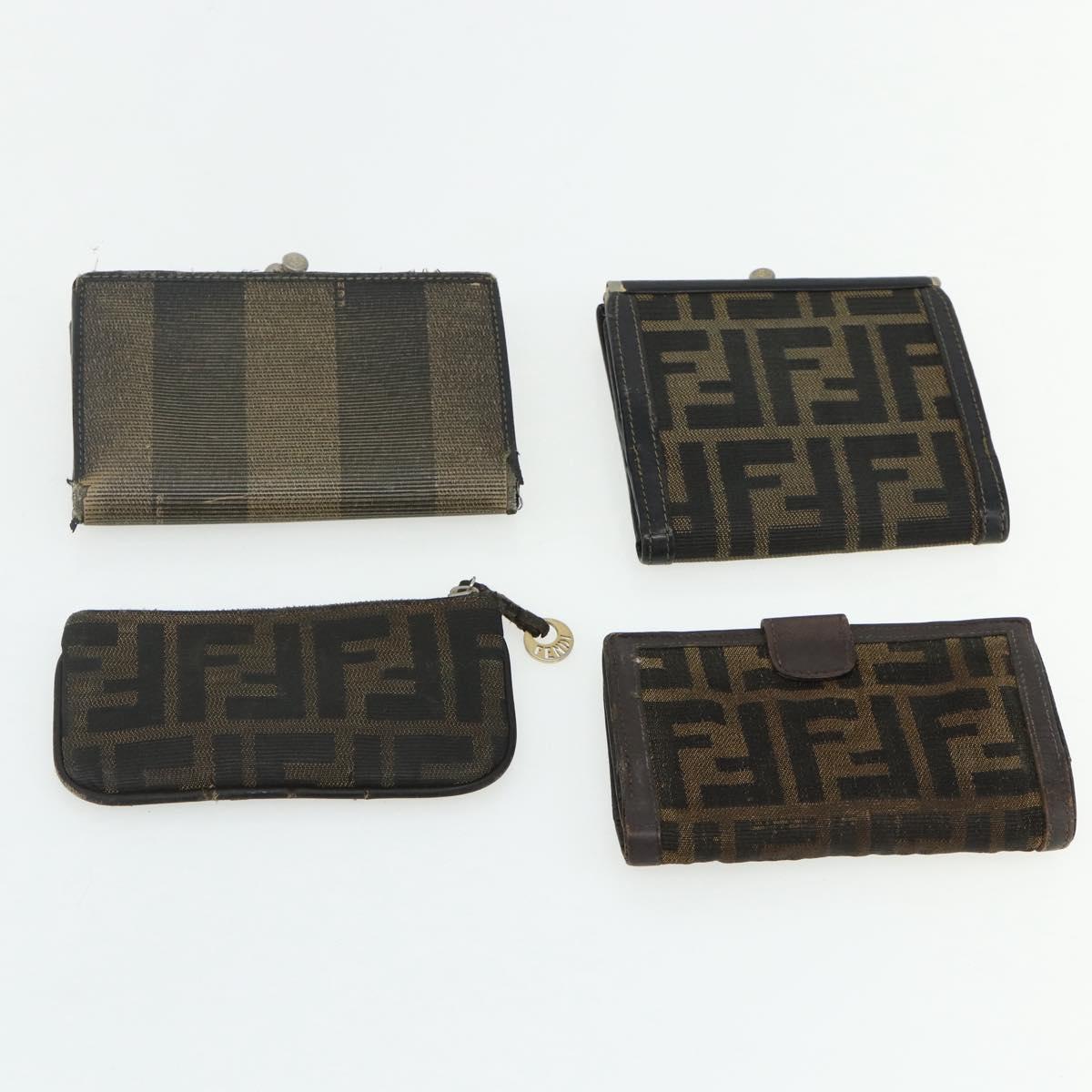 FENDI Zucca Canvas Wallet 10 Set Black Brown Auth CB266