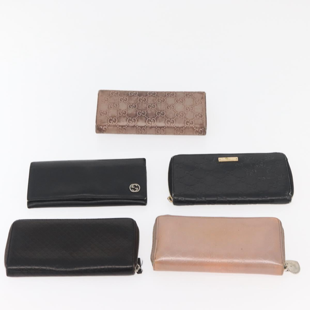 GUCCI GG Canvas Guccissima Wallet Leather 10 Set Beige Black Brown Auth CB268