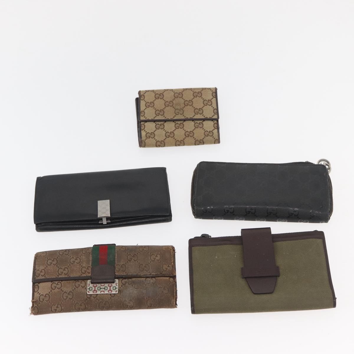 GUCCI GG Canvas Guccissima Wallet Leather 10 Set Beige Black Brown Auth CB268
