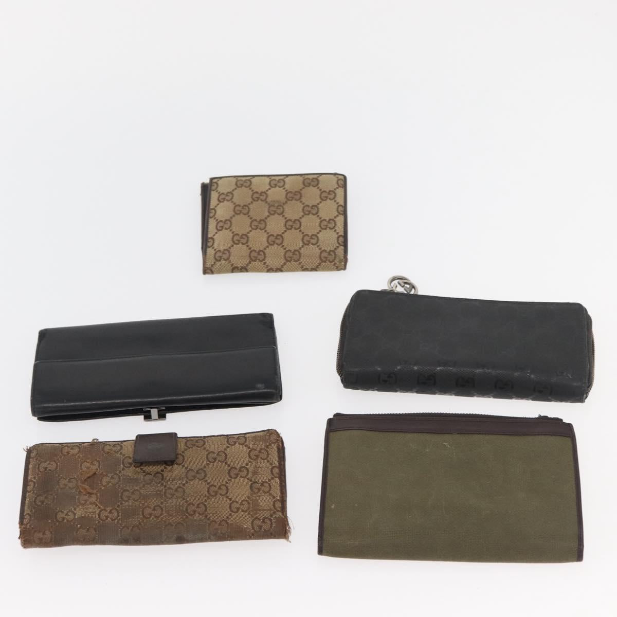 GUCCI GG Canvas Guccissima Wallet Leather 10 Set Beige Black Brown Auth CB268