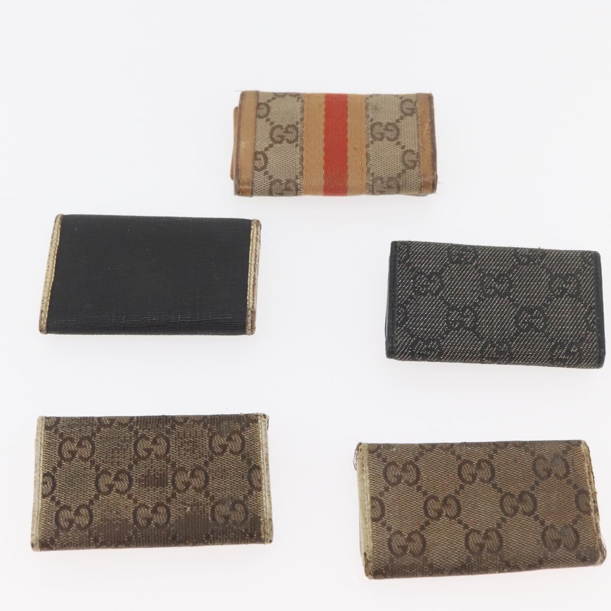 GUCCI GG Canvas Key Case 10 Set Beige Black pink Auth CB269