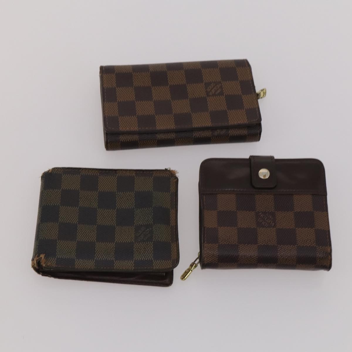 LOUIS VUITTON Damier Ebene Wallet 10 Set LV Auth CB281