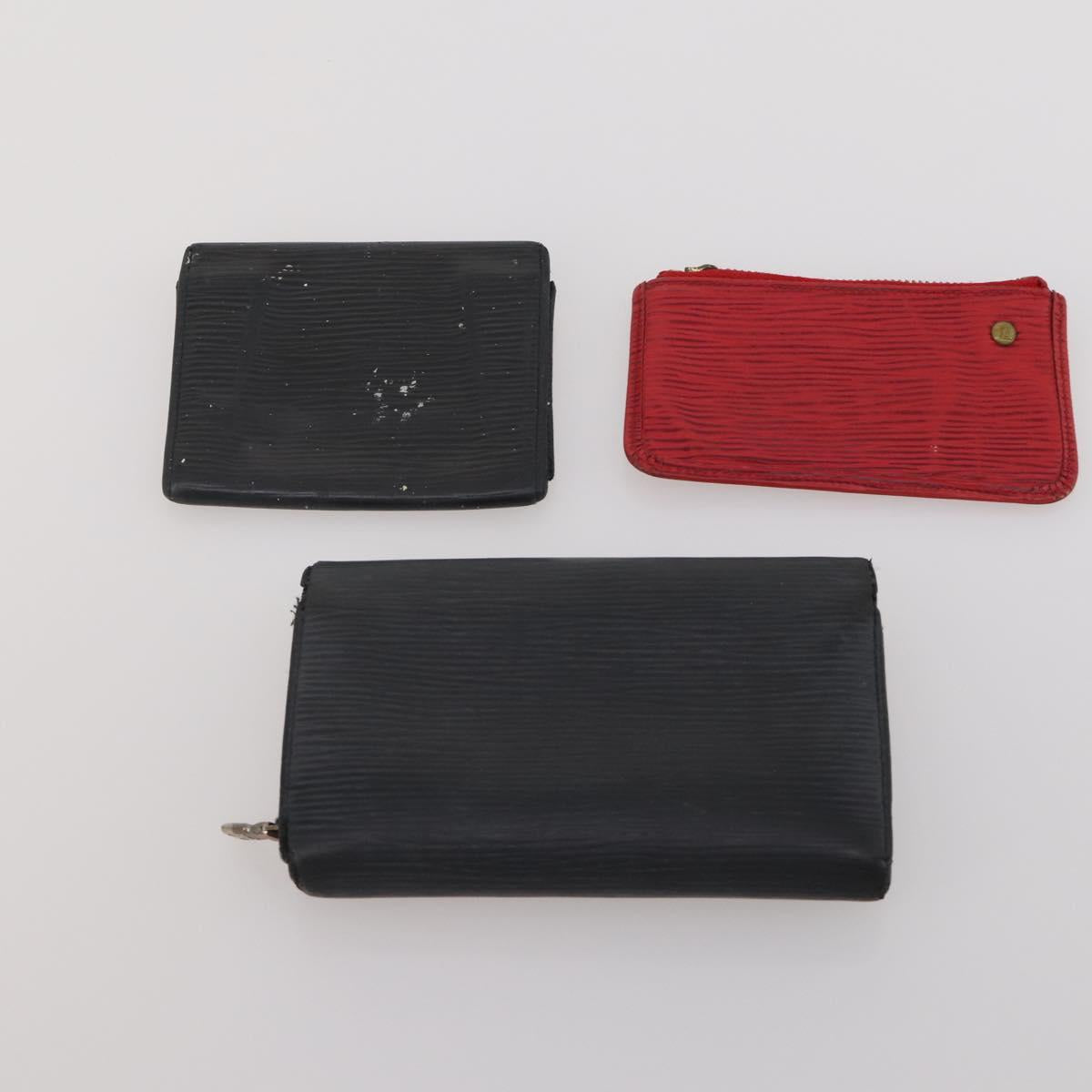 LOUIS VUITTON Epi Wallet 10 Set Black Red LV Auth CB282