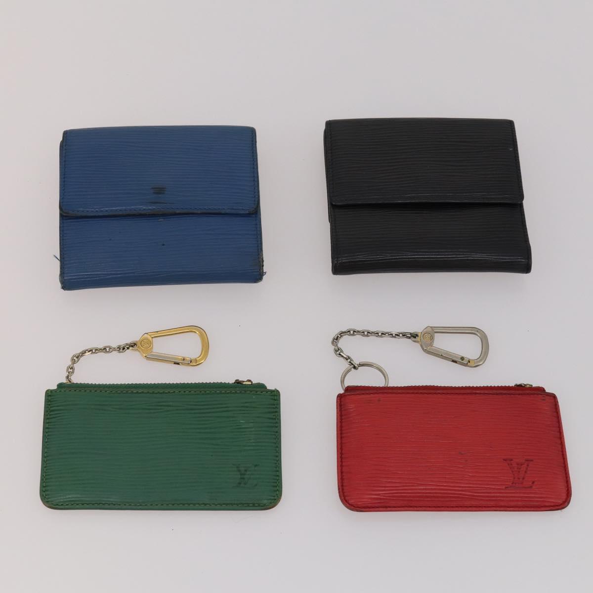 LOUIS VUITTON Epi Wallet 10 Set Black Red LV Auth CB283