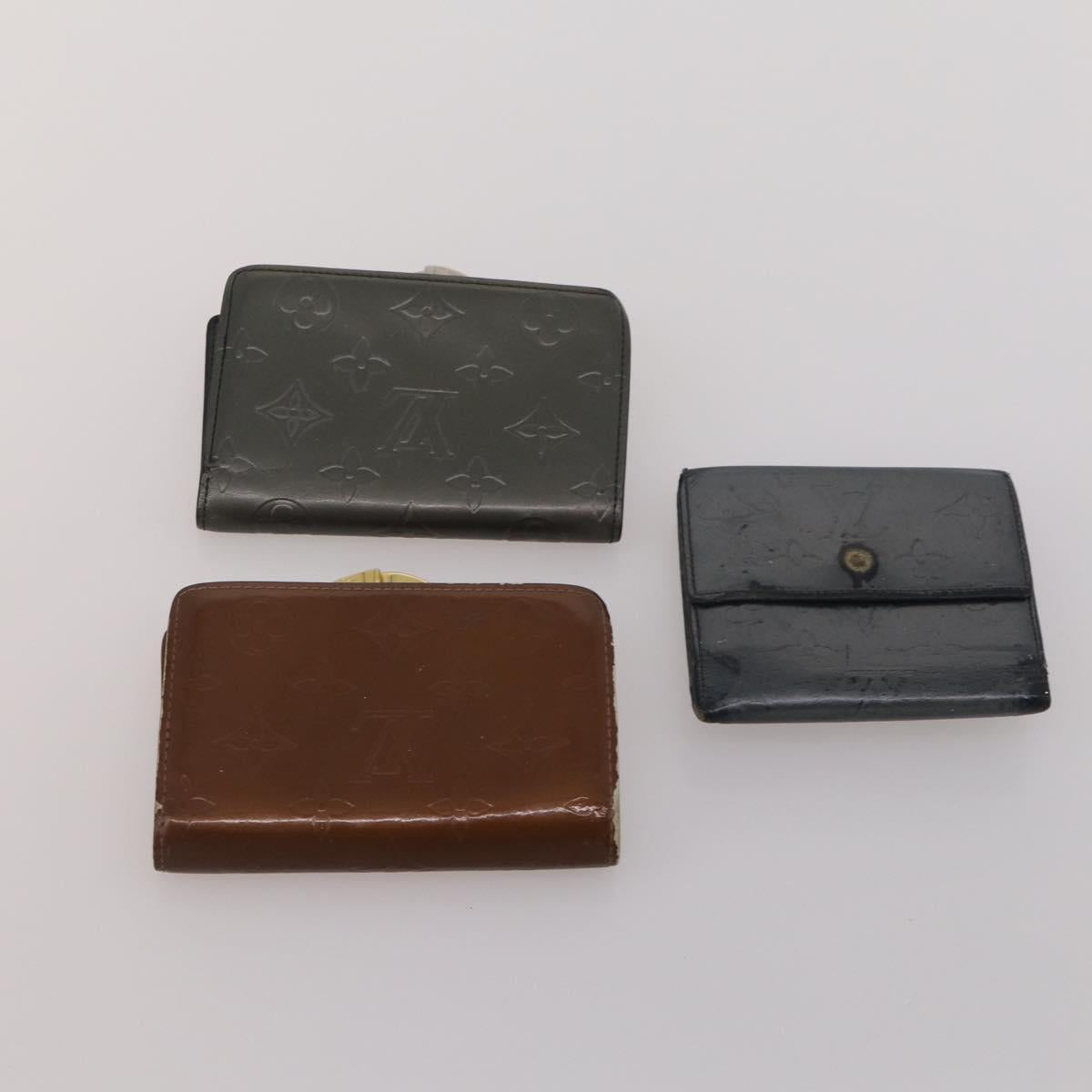 LOUIS VUITTON Monogram Vernis Matte Wallet 10 Set Black Red LV Auth CB285