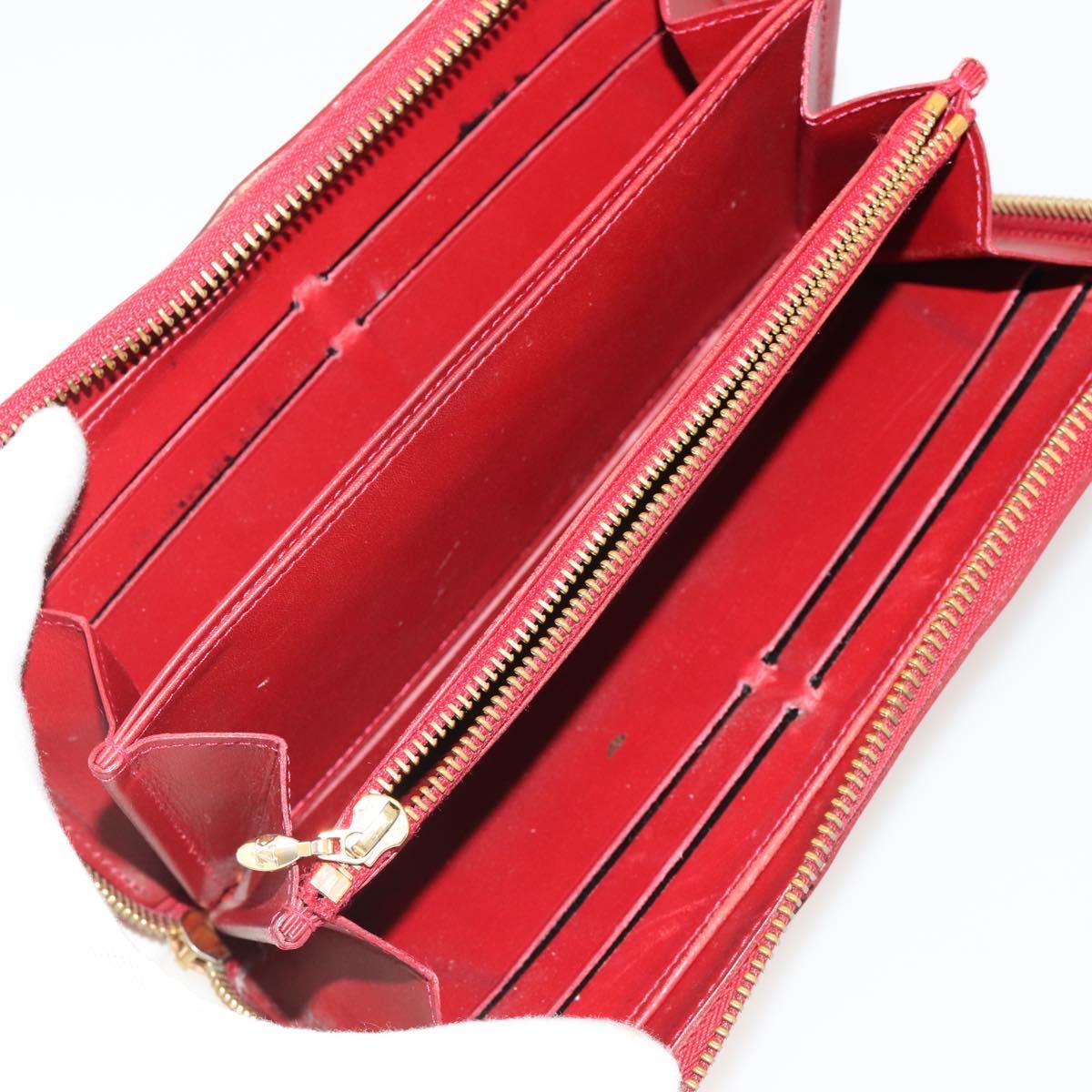 LOUIS VUITTON Monogram Vernis Matte Wallet 10 Set Black Red LV Auth CB285
