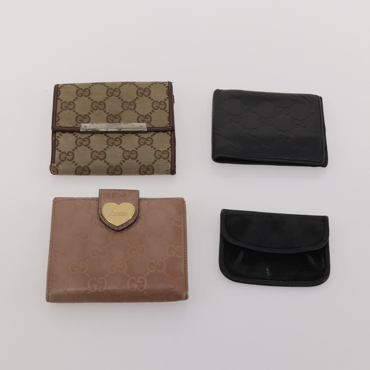 GUCCI GG Canvas Wallet Leather 10 Set Black Beige pink Auth CB287