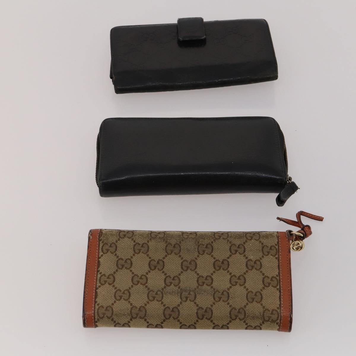 GUCCI GG Canvas Wallet Leather 10 Set Black Beige pink Auth CB288