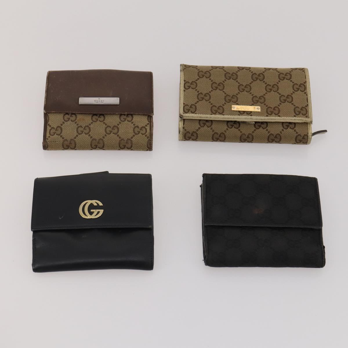 GUCCI GG Canvas Wallet Leather 10 Set Black Beige pink Auth CB288