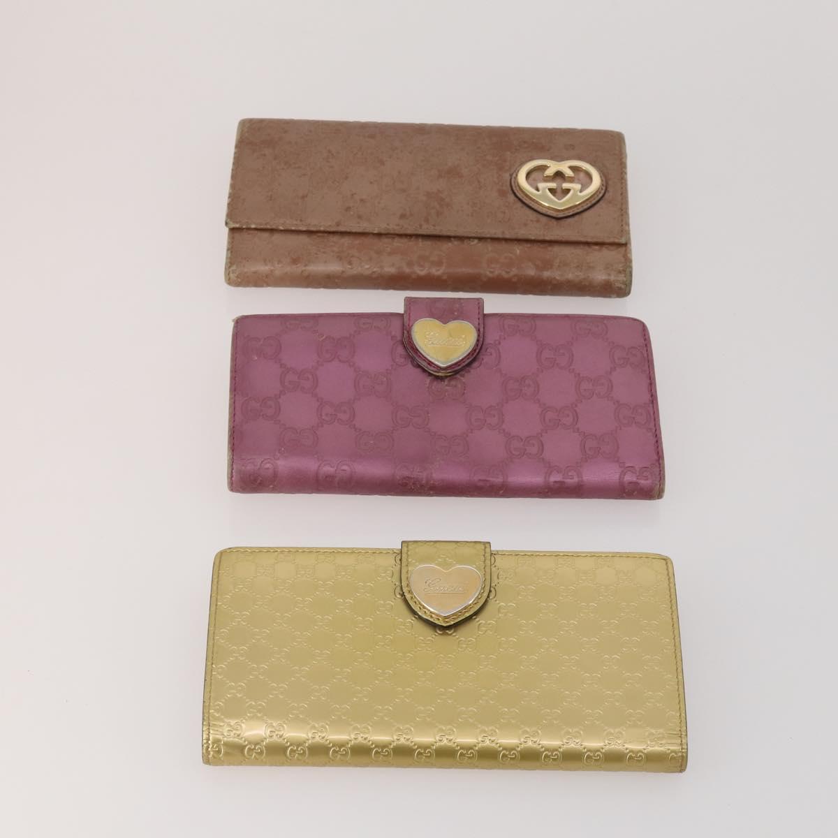 GUCCI GG Canvas Wallet Leather 10 Set Black Beige pink Auth CB288