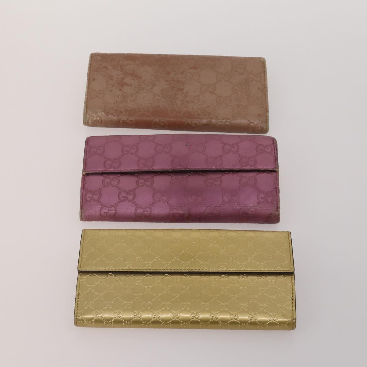 GUCCI GG Canvas Wallet Leather 10 Set Black Beige pink Auth CB288