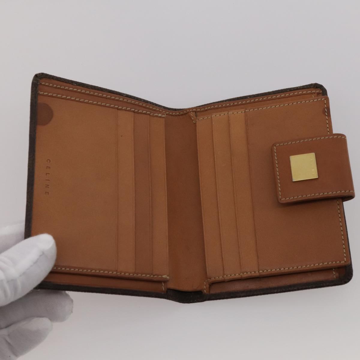 CELINE Macadam Canvas Wallet Leather 10 Set Brown Beige Red Auth CB292