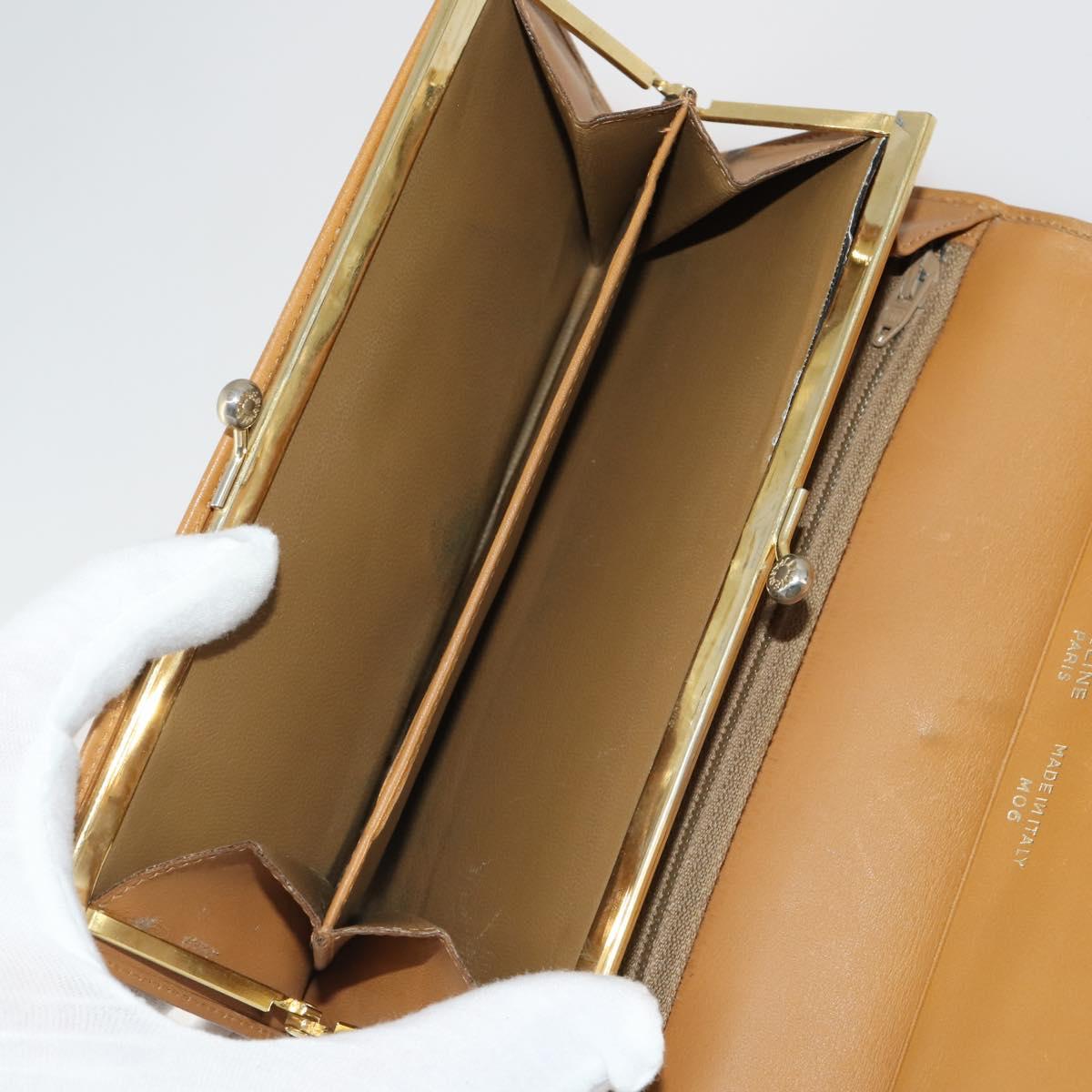 CELINE Macadam Canvas Wallet Leather 10 Set Brown Beige Red Auth CB292