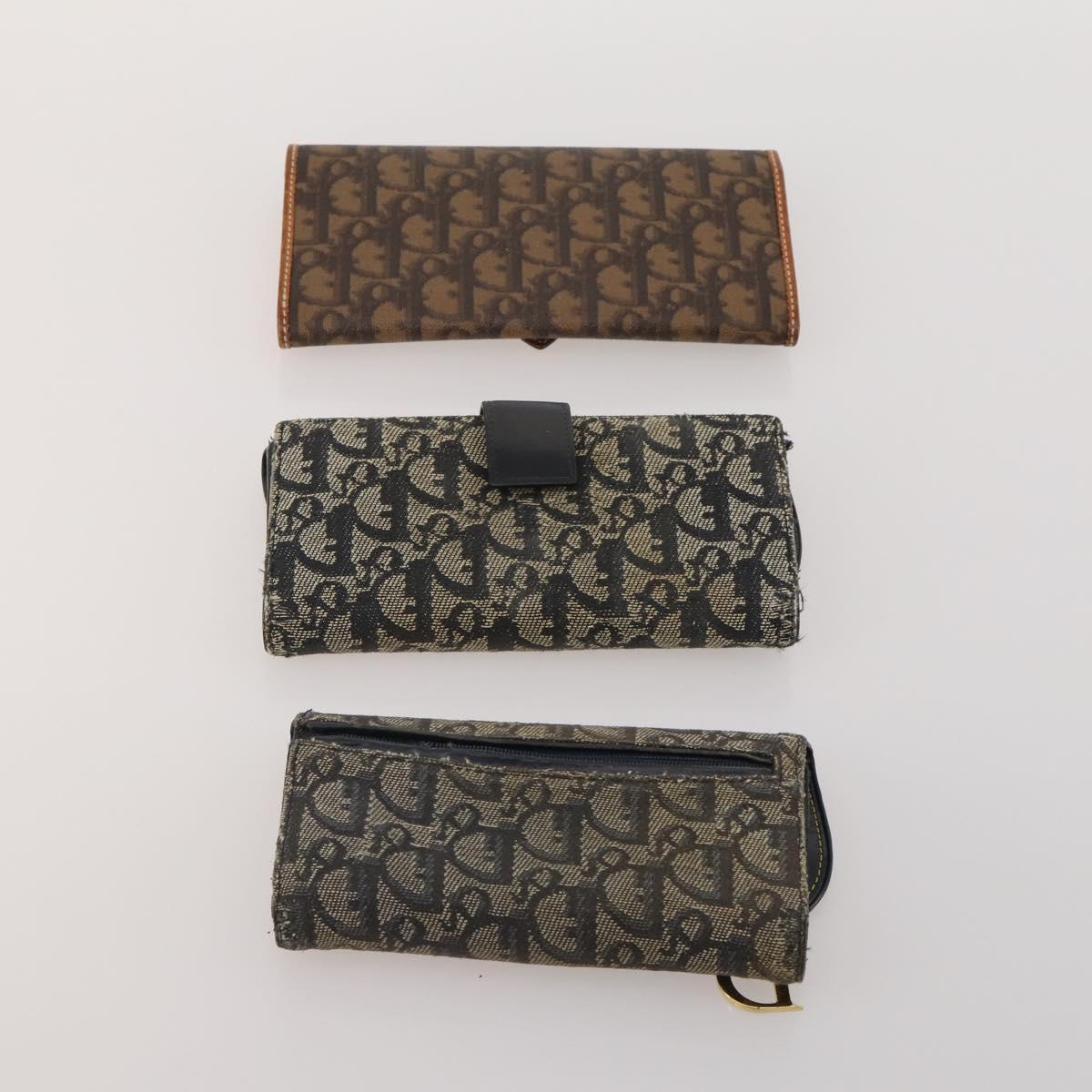 Christian Dior Trotter Canvas Wallet Leather PVC 10 Set Black Red Auth CB293