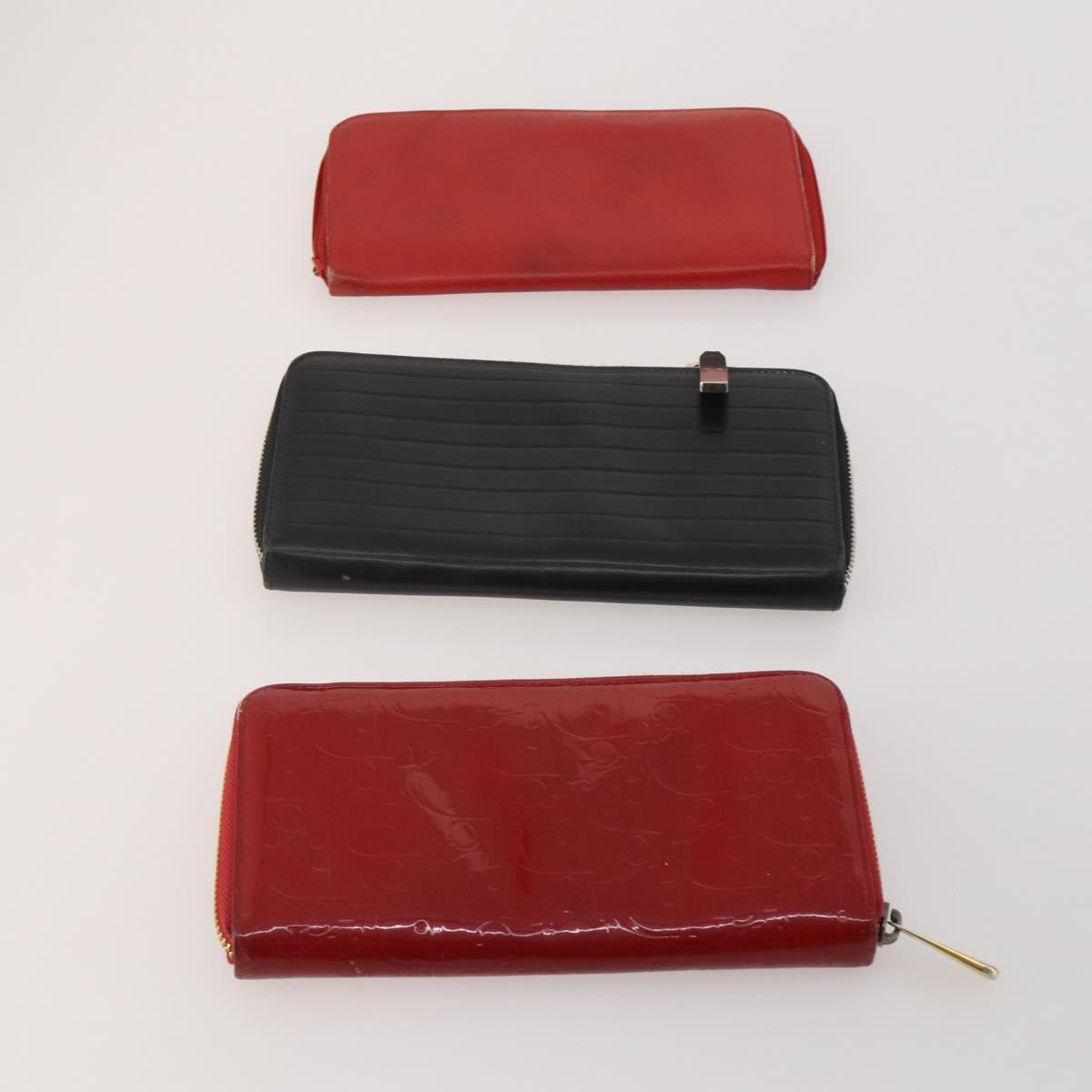 Christian Dior Trotter Canvas Wallet Leather PVC 10 Set Black Red Auth CB293