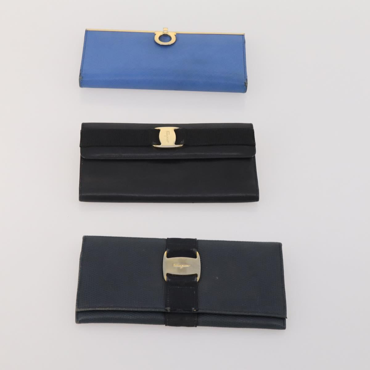 Salvatore Ferragamo Wallet Leather 10 Set Black Brown Red Auth CB294