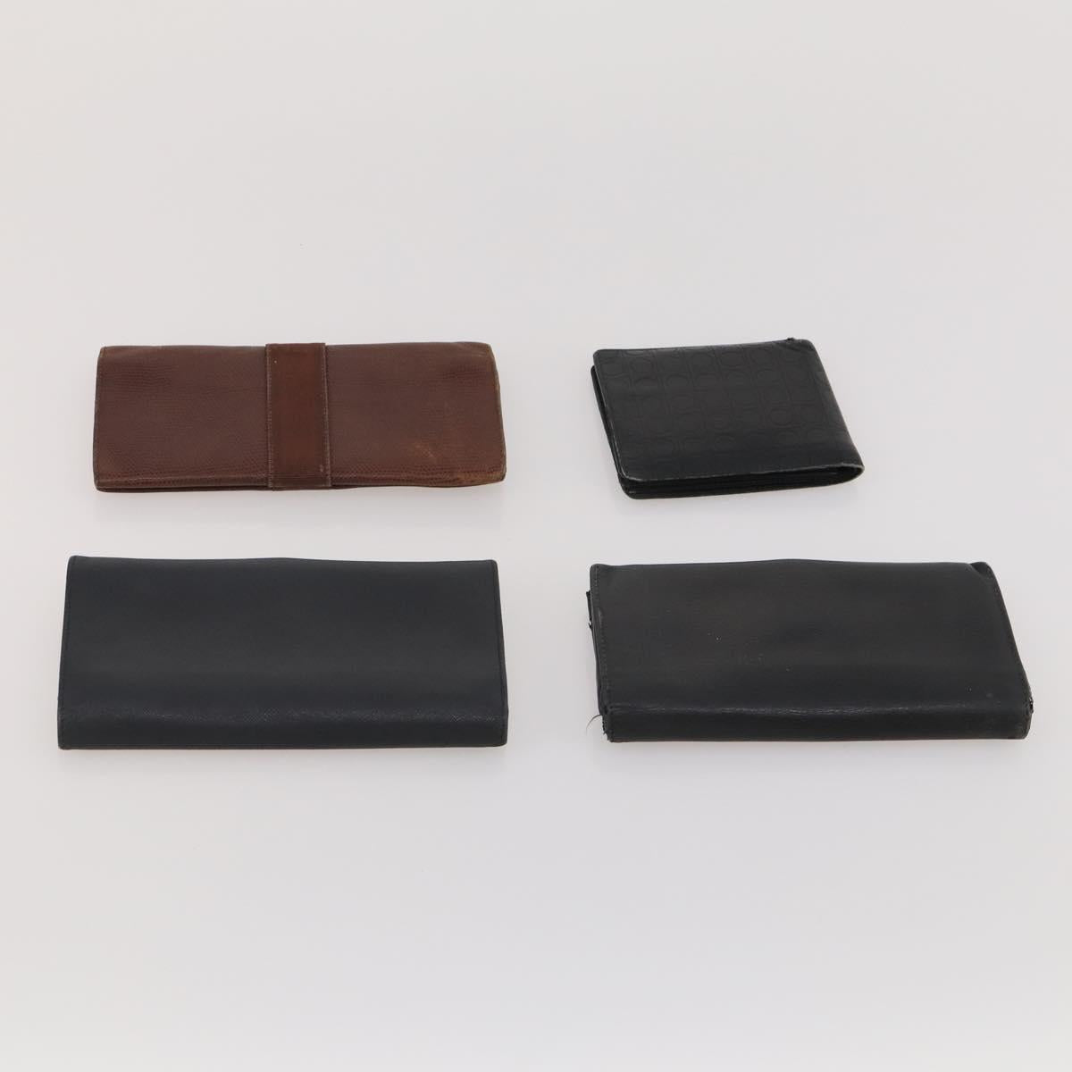 Salvatore Ferragamo Wallet Leather 10 Set Black Brown Red Auth CB294