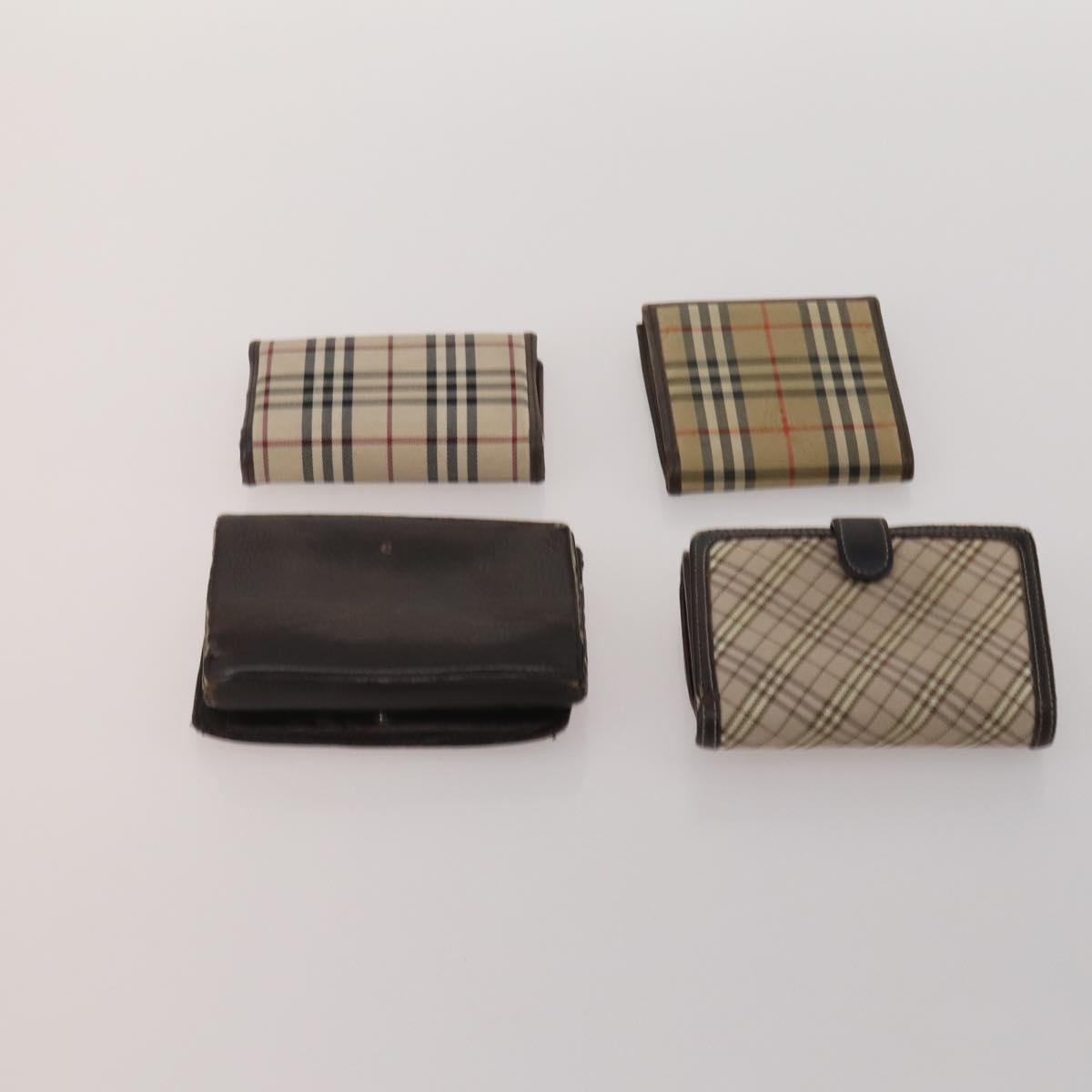 BURBERRY Nova Check Wallet Canvas Leather 10 Set Red Beige Green Auth CB295