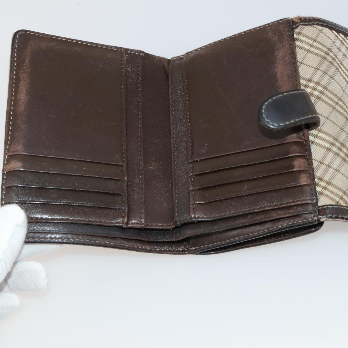BURBERRY Nova Check Wallet Canvas Leather 10 Set Red Beige Green Auth CB295