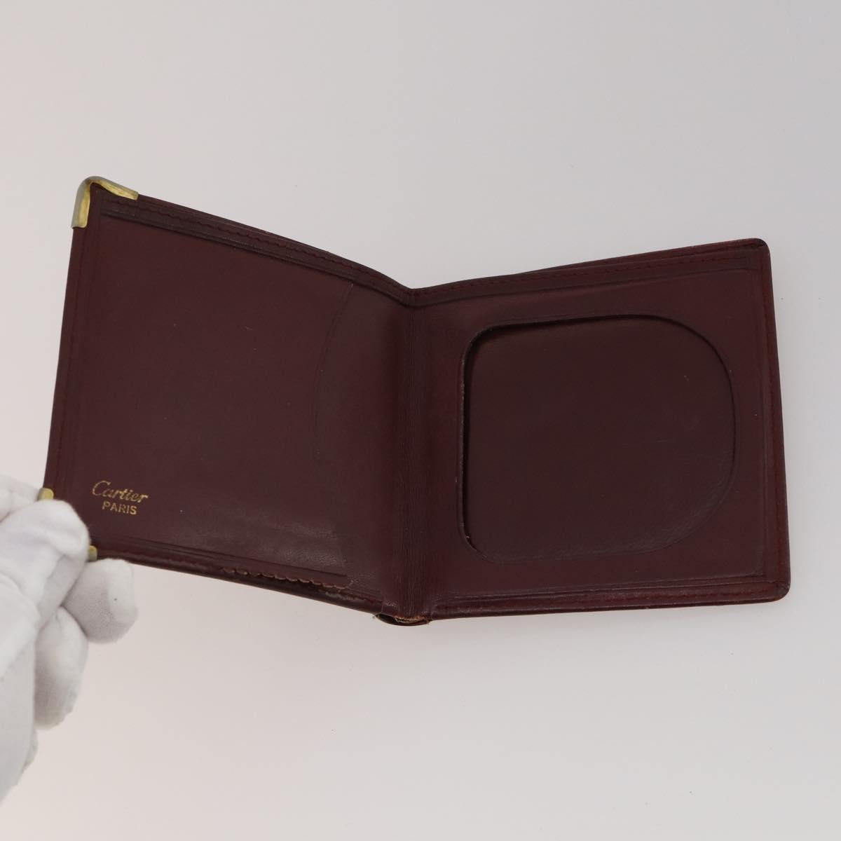 CARTIER Wallet Leather 10 Set Black Bordeaux pink Auth CB296