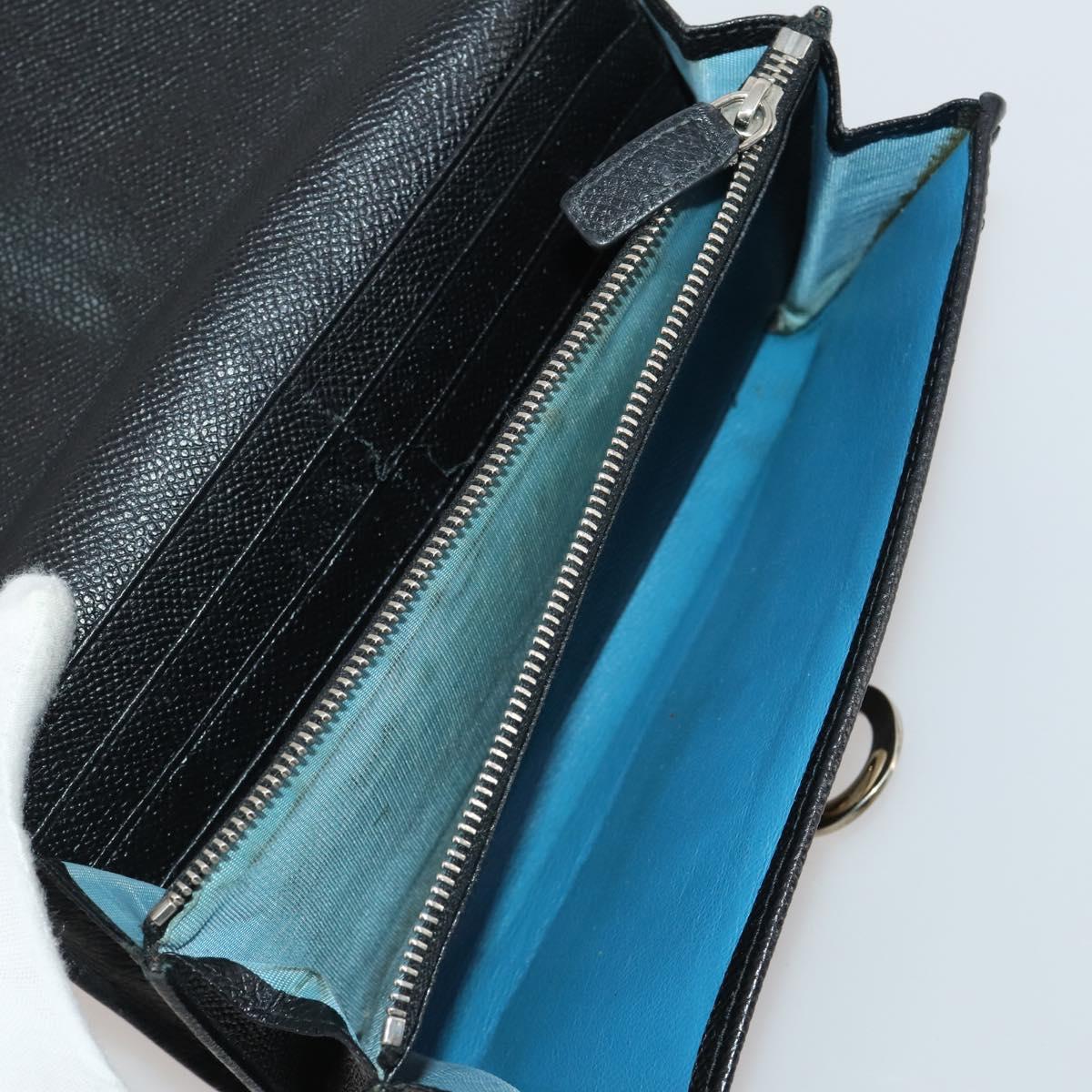 BVLGARI Wallet Leather Canvas 10 Set Black Navy beige Auth CB297