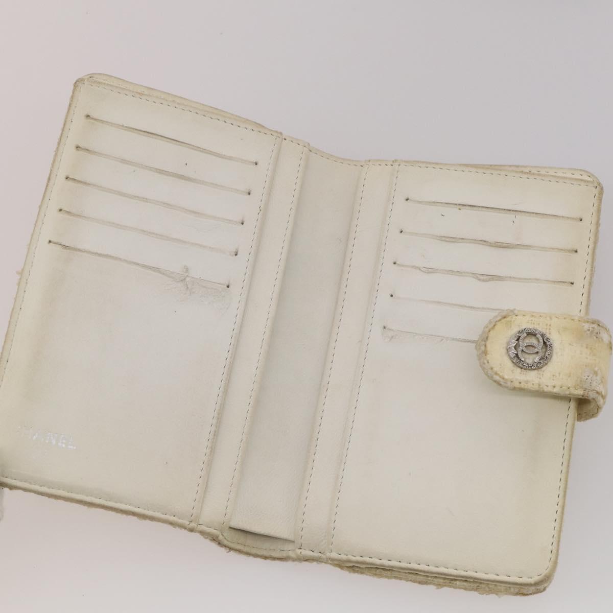CHANEL Wallet Leather 10 Set White Beige black CC Auth CB298