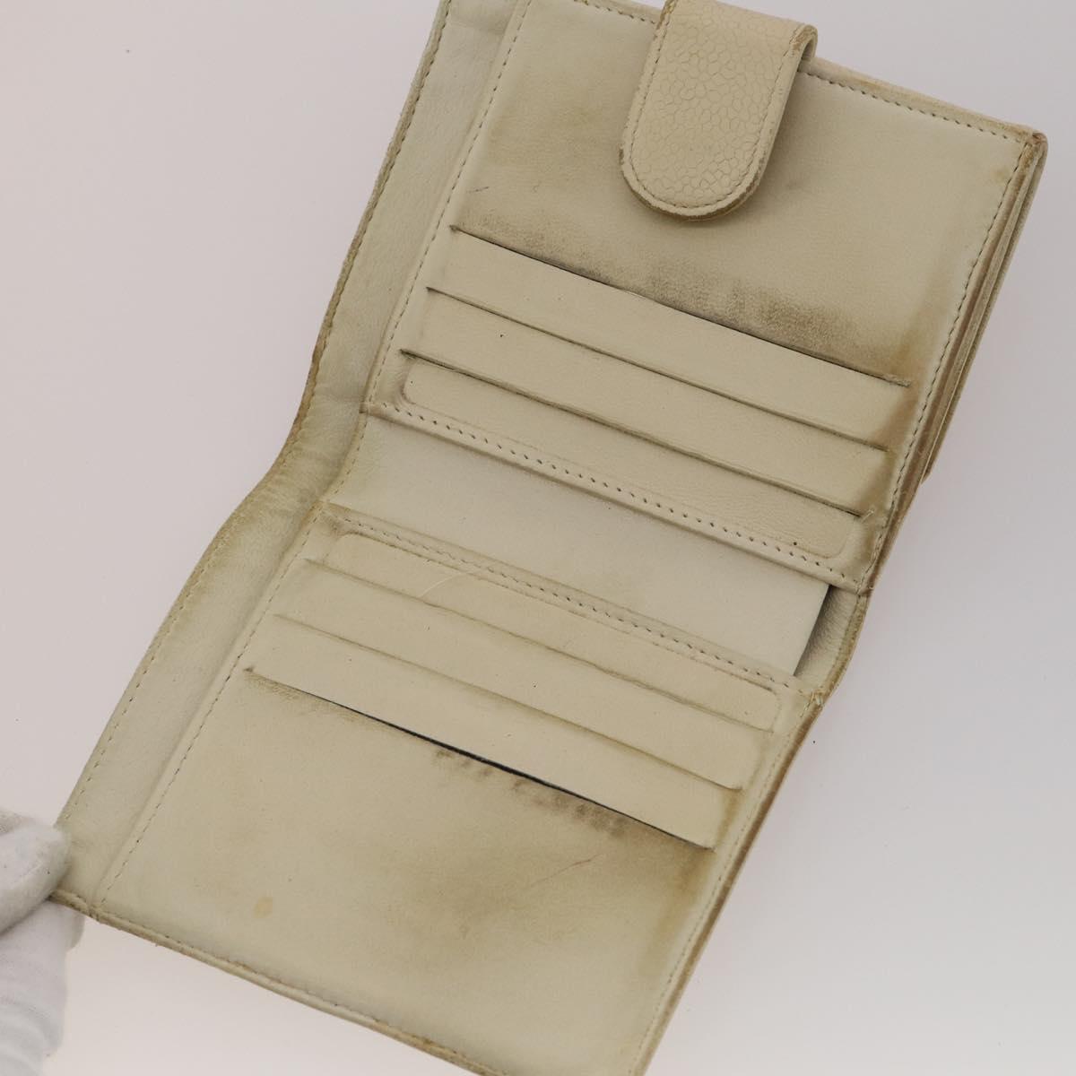 CHANEL Wallet Leather 10 Set White Beige black CC Auth CB298
