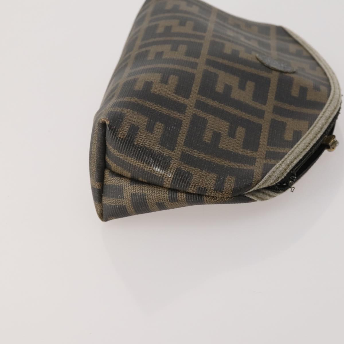 FENDI Zucca Canvas Pouch 5 Set Brown Black Auth CB300