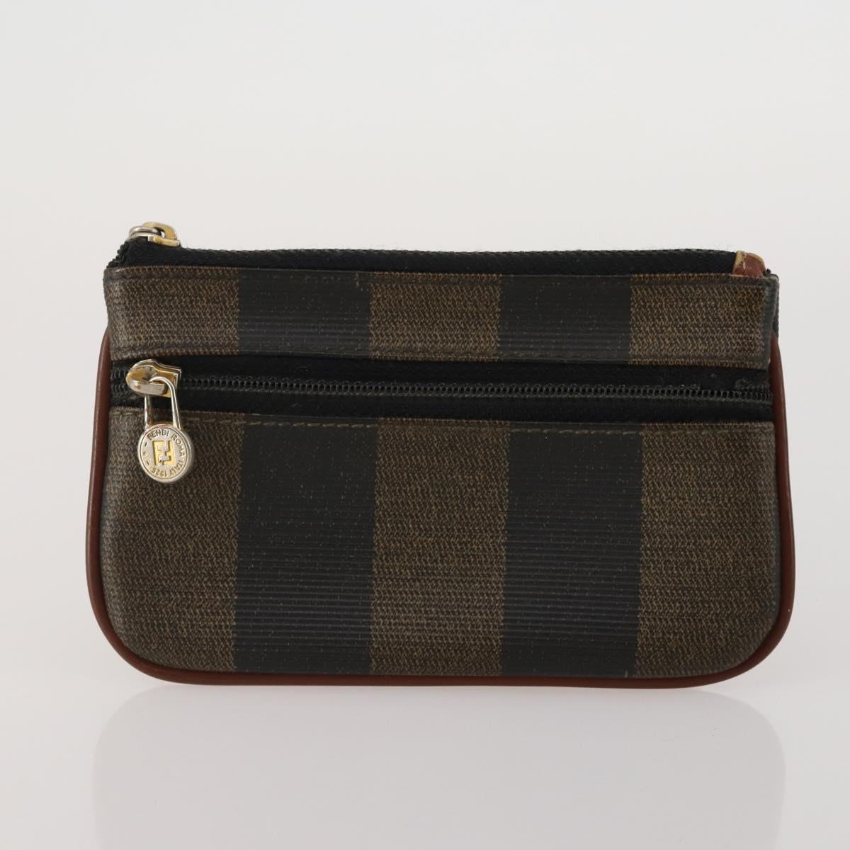 FENDI Zucca Canvas Pouch 5 Set Brown Black Auth CB300