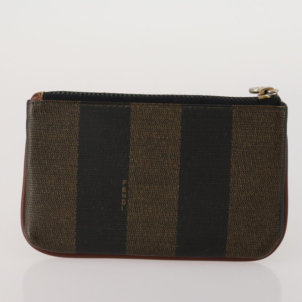 FENDI Zucca Canvas Pouch 5 Set Brown Black Auth CB300