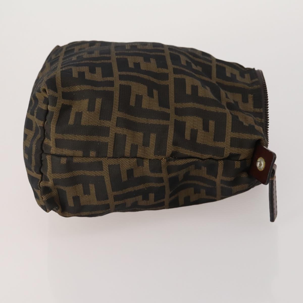 FENDI Zucca Canvas Pouch 5 Set Brown Black Auth CB300
