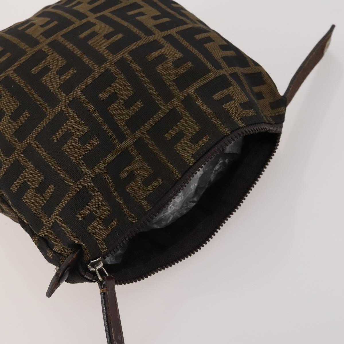 FENDI Zucca Canvas Pouch 5 Set Brown Black Auth CB300
