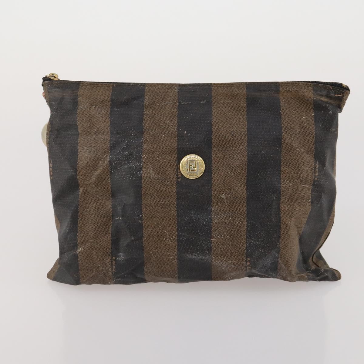 FENDI Zucca Canvas Pouch 5 Set Brown Black Auth CB300