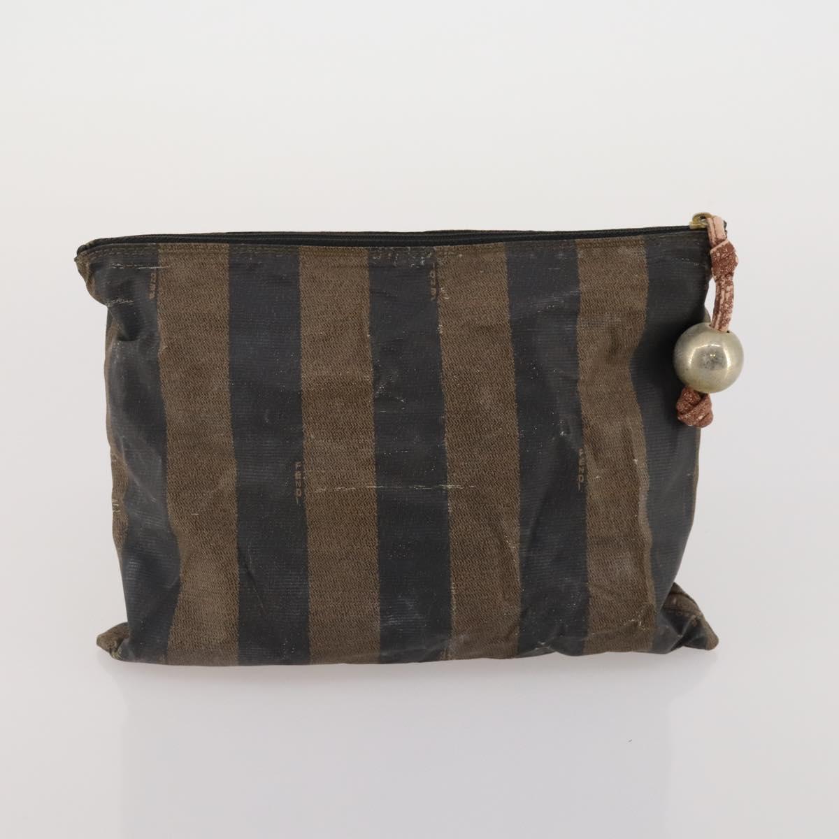 FENDI Zucca Canvas Pouch 5 Set Brown Black Auth CB300